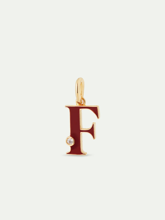 Les Néréides Letter F Pendant Necklace - Burgundy
