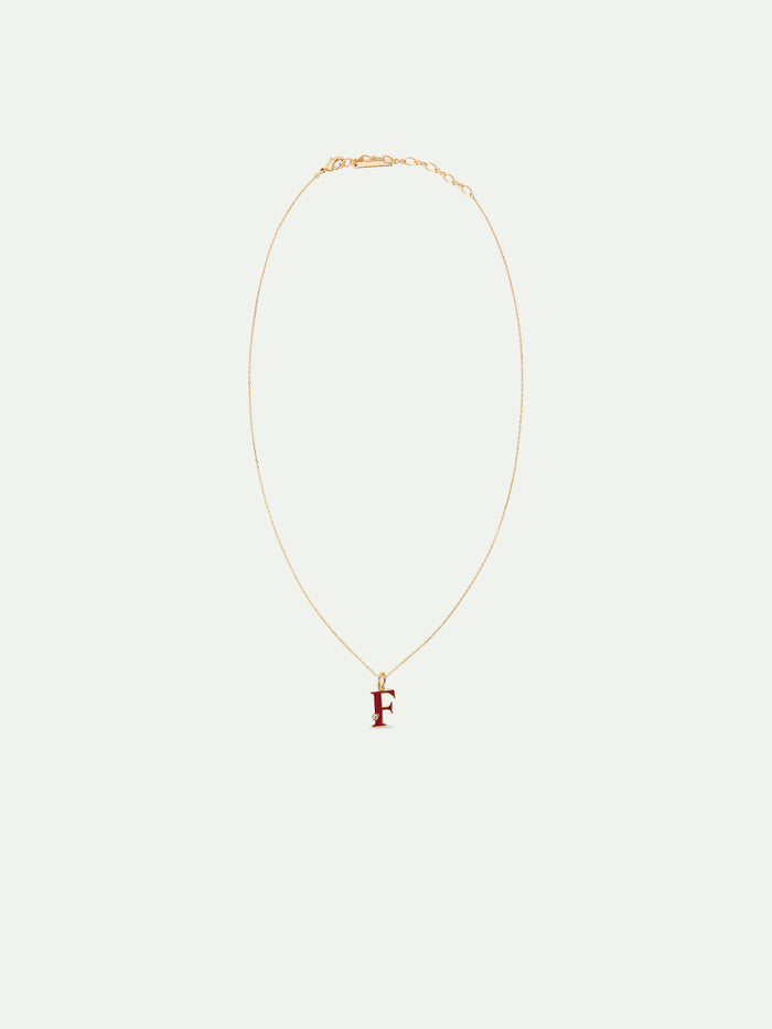 Les Néréides Letter F Pendant Necklace - Burgundy