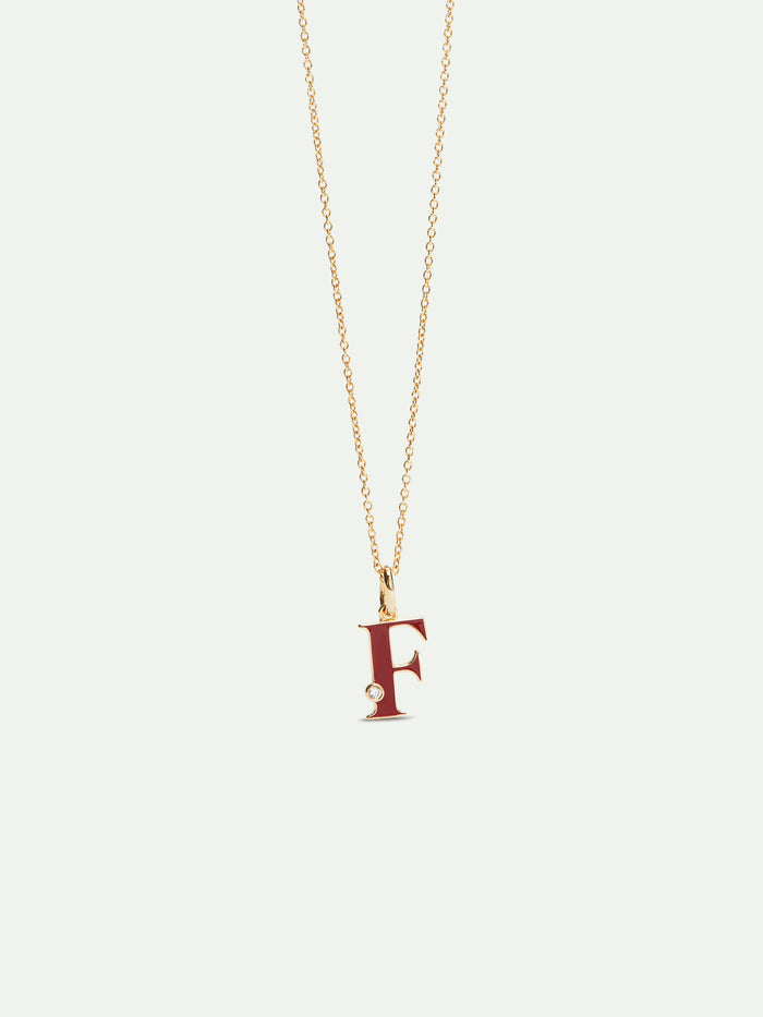 les néréides Letter F Pendant Necklace - Burgundy