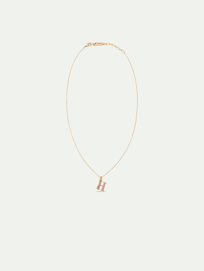Les Néréides Letter H Pendant Necklace - Pink