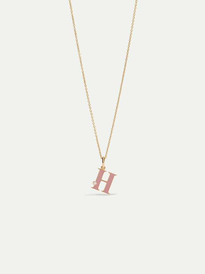 les néréides Letter H Pendant Necklace - Pink