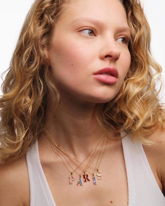 Les Néréides Letter I Pendant Necklace - Blue