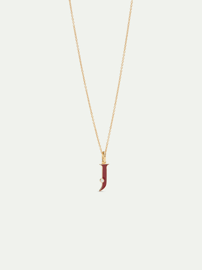 les néréides Letter J Pendant Necklace - Burgundy