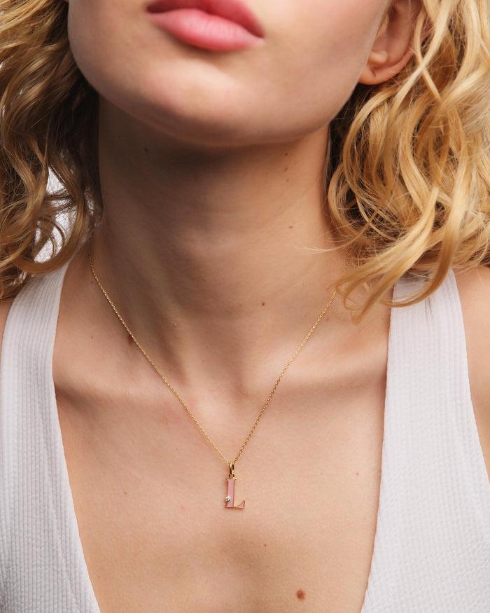 Les Néréides Letter L Pendant Necklace - Pink