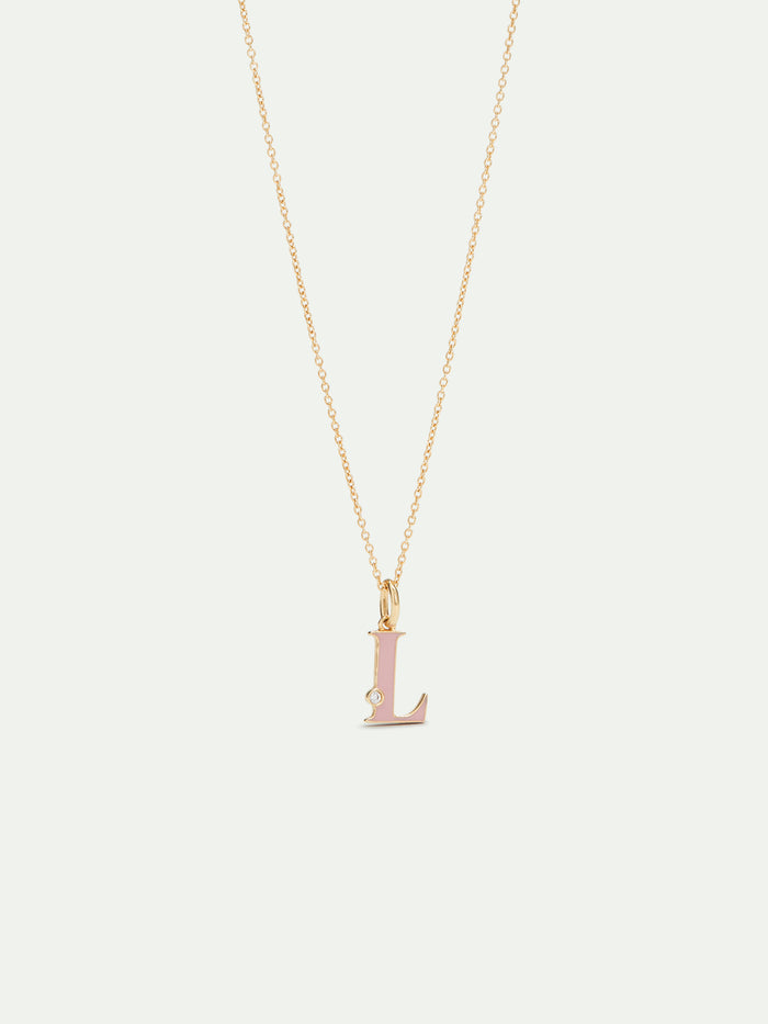 les néréides Letter L Pendant Necklace - Pink