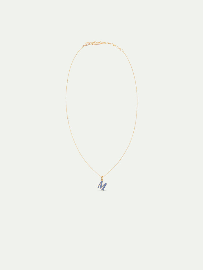 Les Néréides Letter M Pendant Necklace - Blue