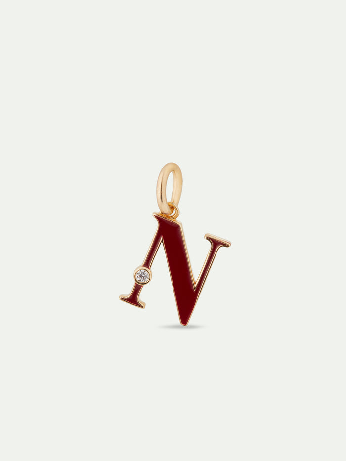 Les Néréides Letter N Pendant Necklace - Burgundy