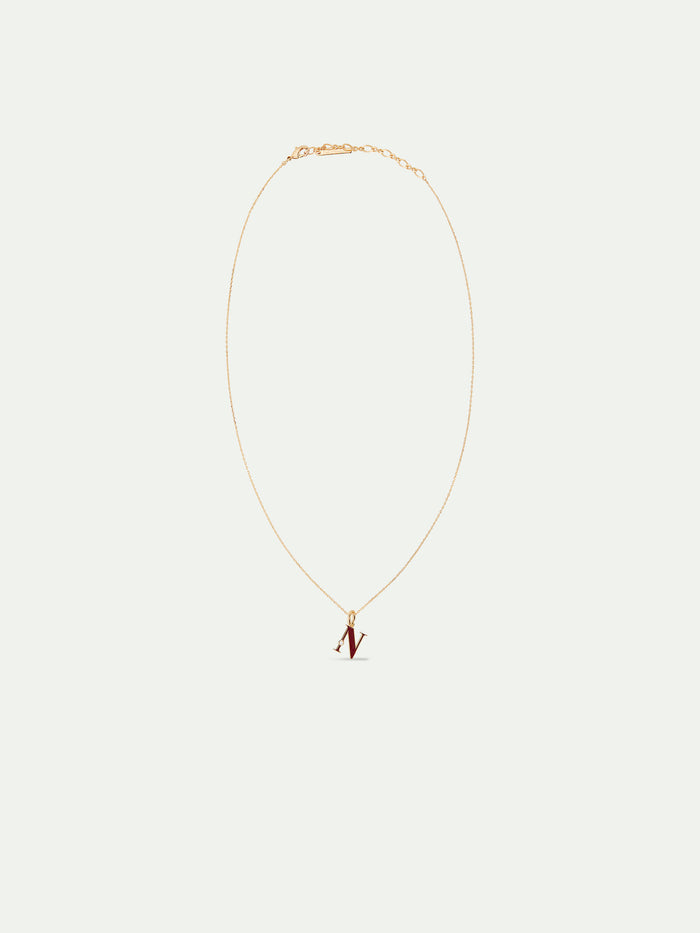 Les Néréides Letter N Pendant Necklace - Burgundy