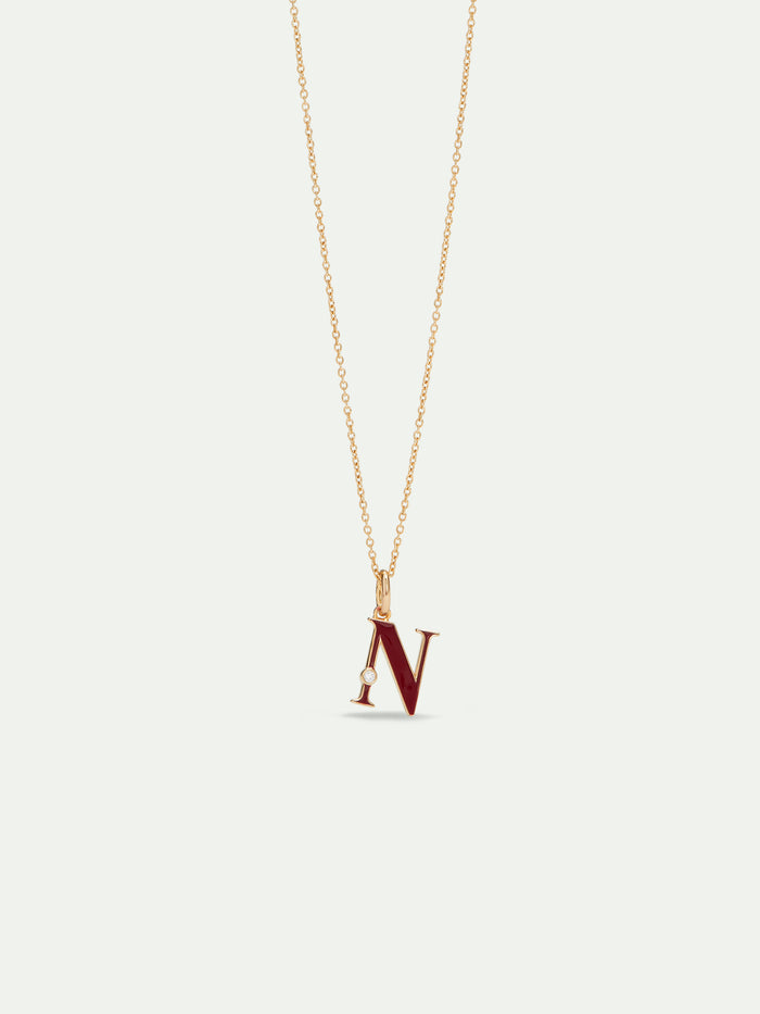 les néréides Letter N Pendant Necklace - Burgundy