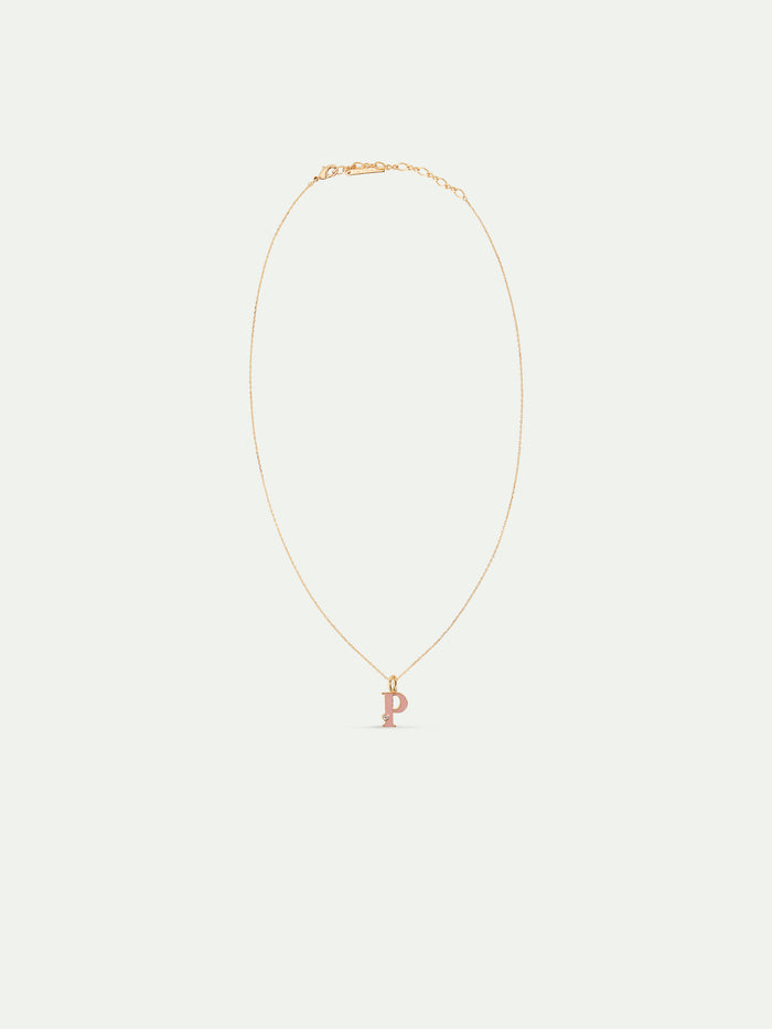Les Néréides Letter P Pendant Necklace - Pink