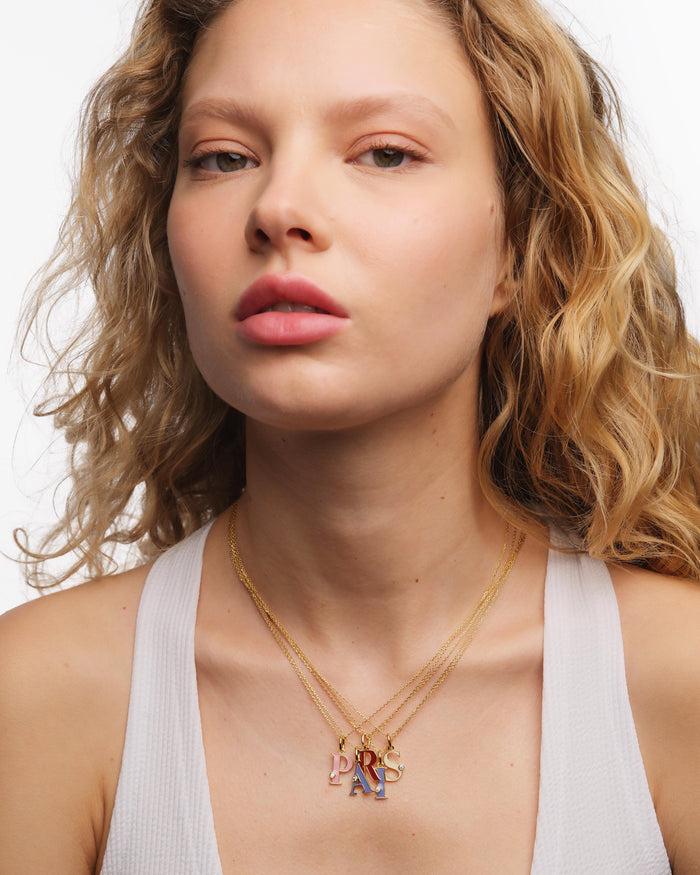 Les Néréides Letter P Pendant Necklace - Pink