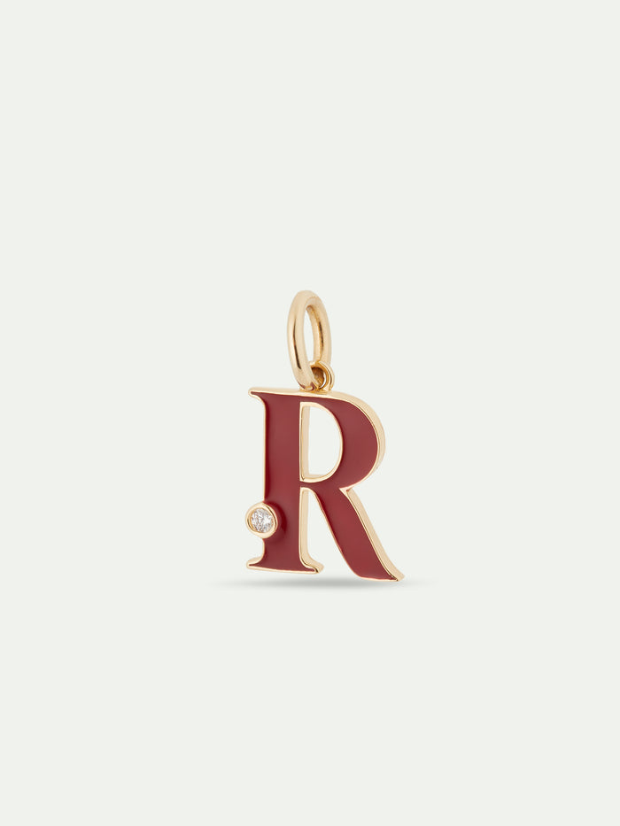 Les Néréides Letter R Pendant Necklace - Burgundy