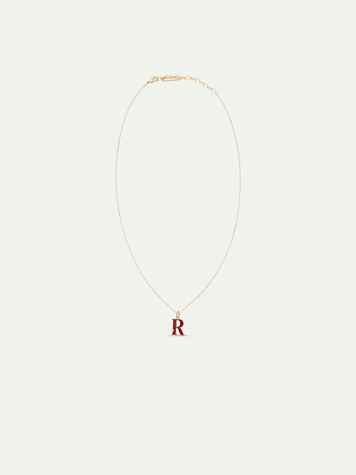 Les Néréides Letter R Pendant Necklace - Burgundy