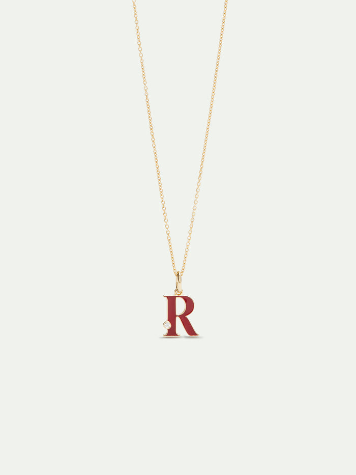 les néréides Letter R Pendant Necklace - Burgundy