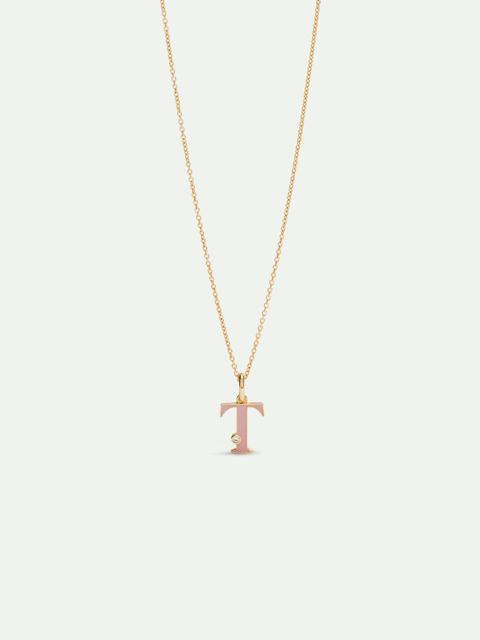 les néréides Letter T Pendant Necklace - Pink