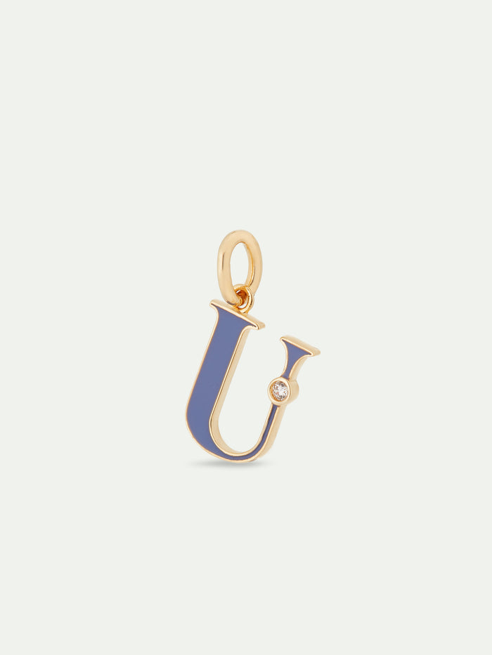 Les Néréides Letter U Pendant Necklace - Blue