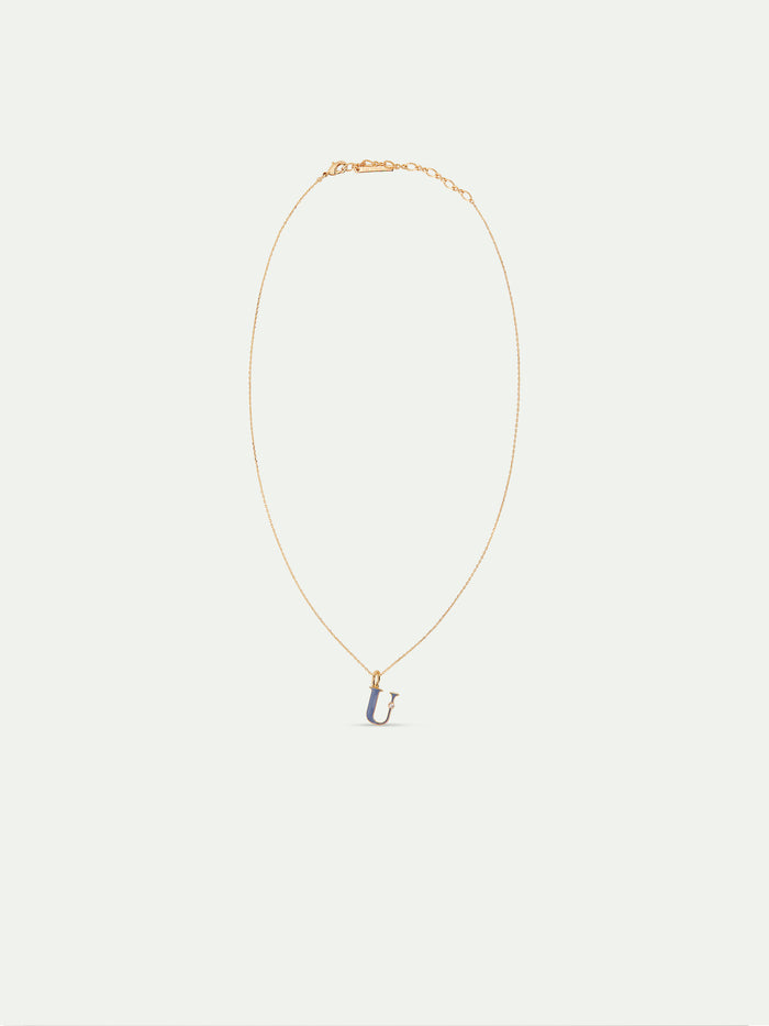 Les Néréides Letter U Pendant Necklace - Blue