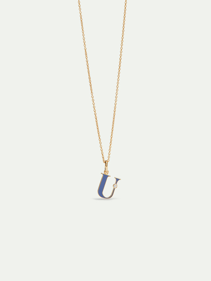 les néréides Letter U Pendant Necklace - Blue