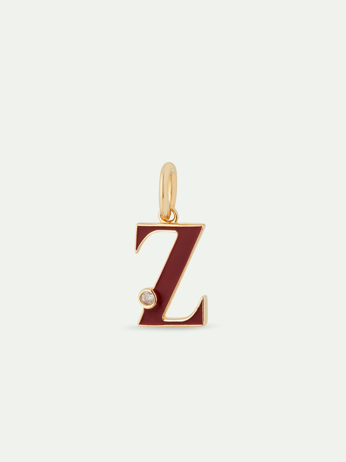 Les Néréides Letter Z Pendant Necklace - Burundy