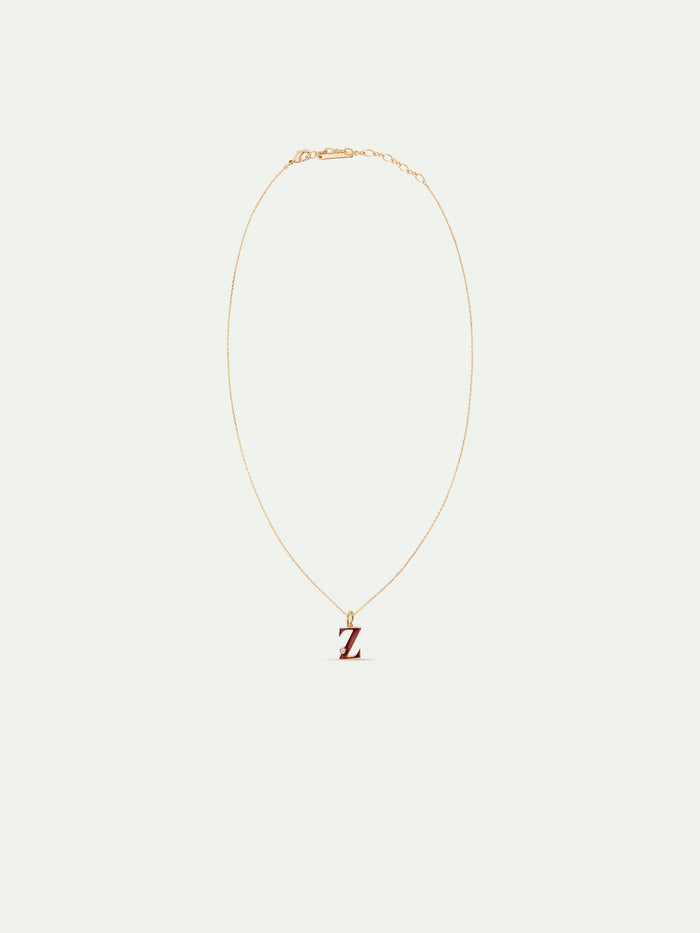 Les Néréides Letter Z Pendant Necklace - Burundy