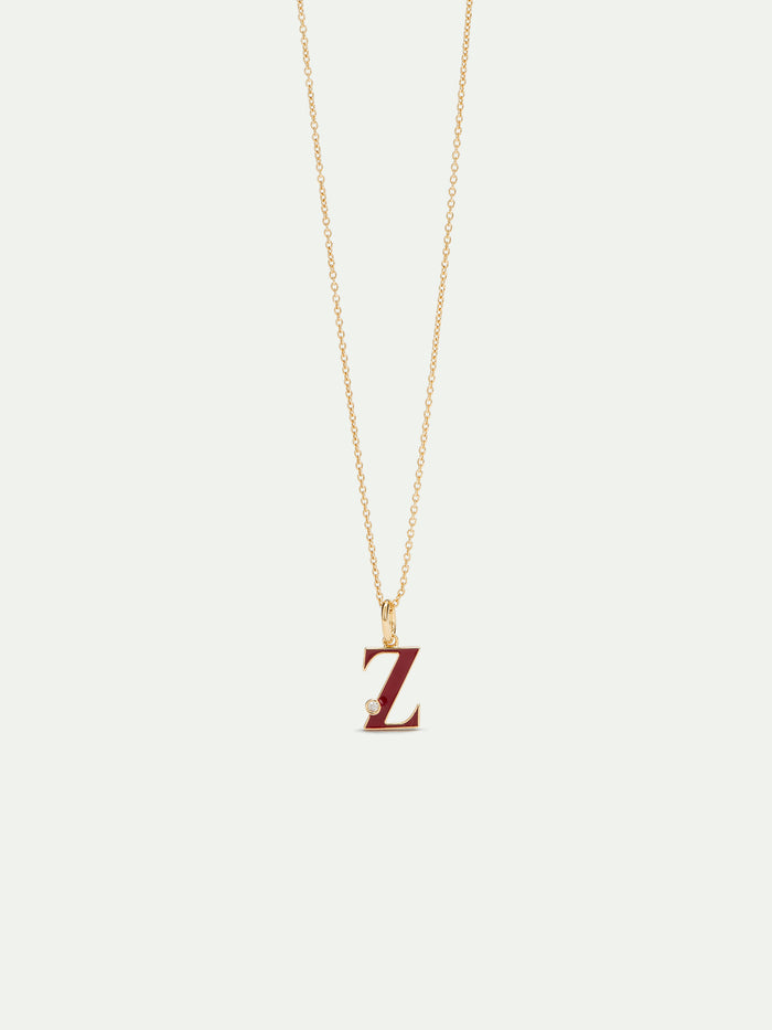 les néréides Letter Z Pendant Necklace - Burundy