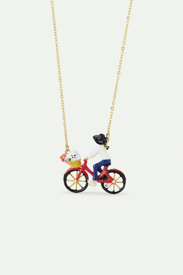 les néréides Les Néréides Loves Animals - Bicycle Poodle and Bunch of Flowers Statement Necklace - Multicolor