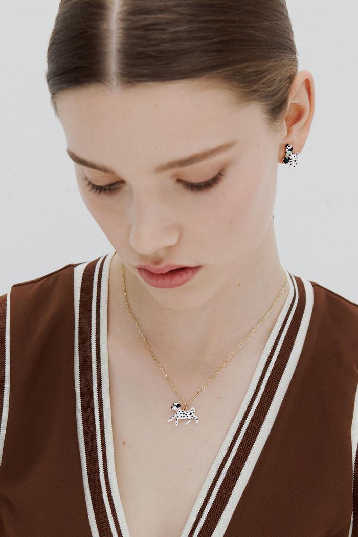 Les Néréides Les Néréides Loves Animals - Black And White Dalmatian Pendant Necklace - Multicolor
