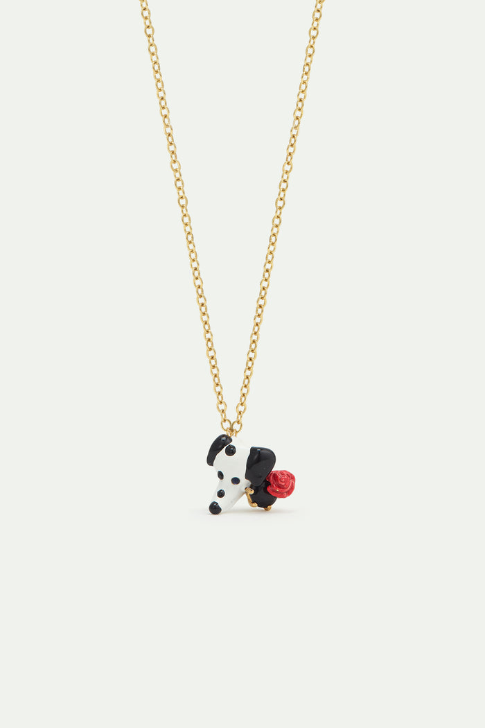 les néréides Les Néréides Loves Animals - Black and White Dalmatian Head with Rose Pendant Necklace - Multicolor