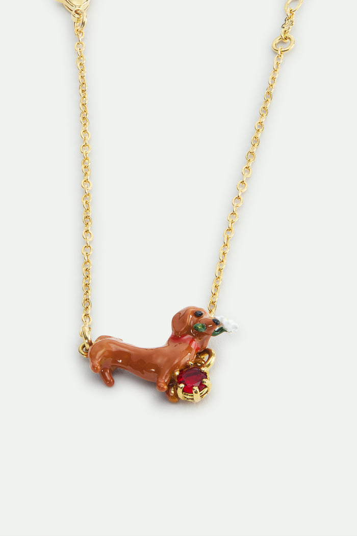 Les Néréides Les Néréides Loves Animals - Dachshund Daisy And Red Crystal Fine Bracelet - Multicolor
