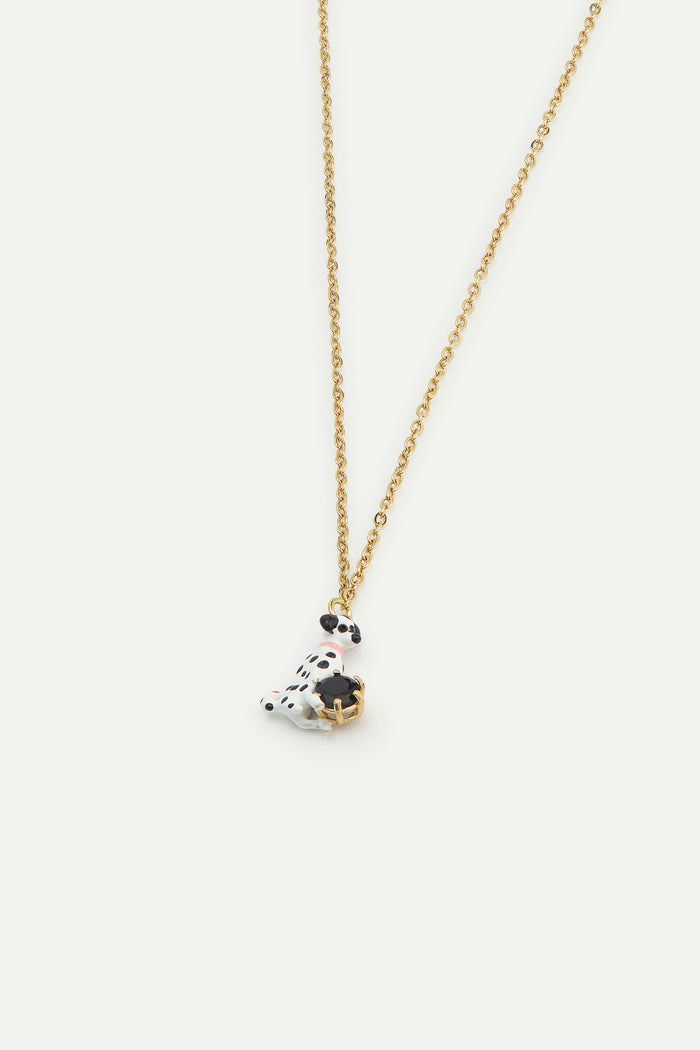 Les Néréides Les Néréides Loves Animals - Dalmatian And Black Round Faceted Glass Stone Pendant Necklace - Multicolor