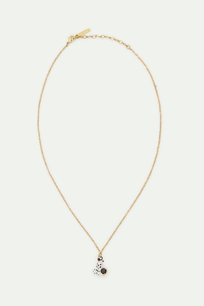 Les Néréides Les Néréides Loves Animals - Dalmatian And Black Round Faceted Glass Stone Pendant Necklace - Multicolor