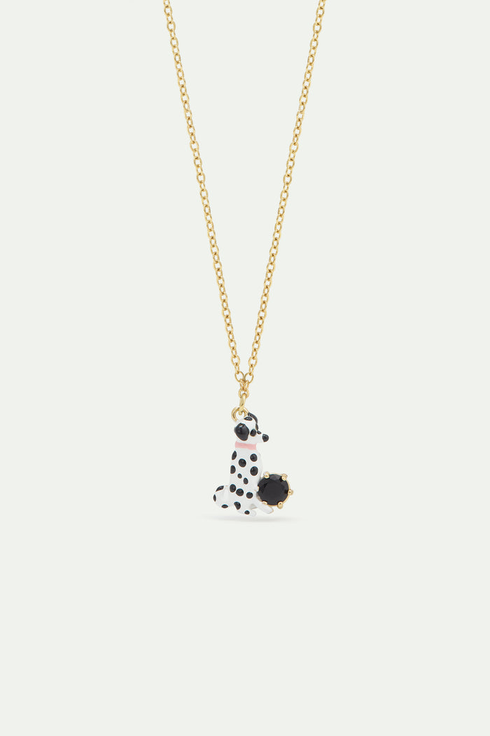 les néréides Les Néréides Loves Animals - Dalmatian and Black Round Faceted Glass Stone Pendant Necklace - Multicolor