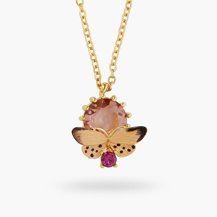 Les Néréides Les Néréides Loves Animals Enameled Butterfly And Cut-Glass Stone Pendant Necklace - Multicolor