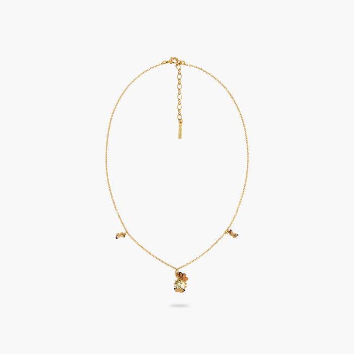 Les Néréides Les Néréides Loves Animals Enameled Butterfly And Round Stone Pendant Necklace - Multicolor
