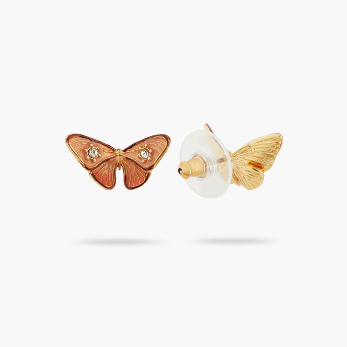 Les Néréides Les Néréides Loves Animals Enameled Butterfly And Stone Post Earrings - Beige