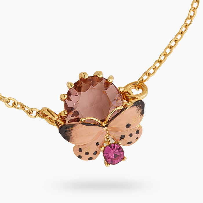 Les Néréides Les Néréides Loves Animals White Butterfly And Round Stone Fine Bracelet - Rose