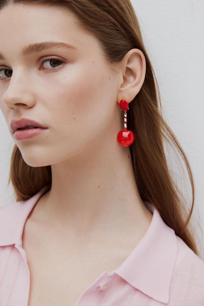 Les Néréides N2 Toffee Apple Clip-On Earrings - Red