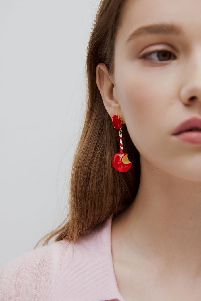 Les Néréides N2 Toffee Apple Post Earrings - Red