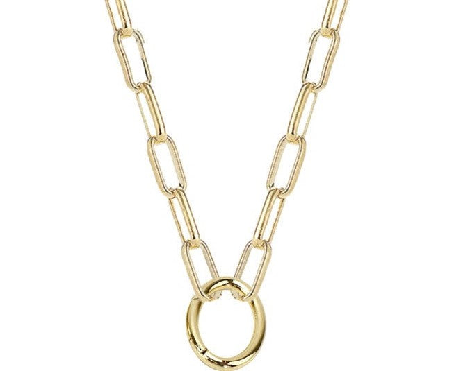 les néréides Rectangle Link Necklace Chain - Gold