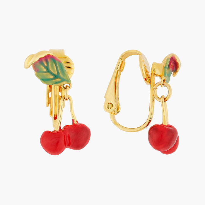 Les Néréides Small Cherries Clip-on Earrings - Red