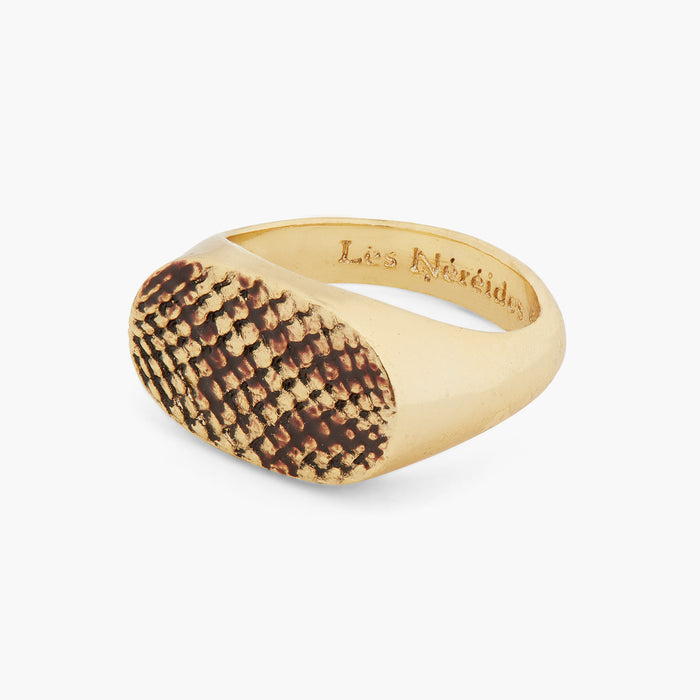 Les Néréides Snakeskin Signet Ring - 5.5 (50 Mm) / Brown