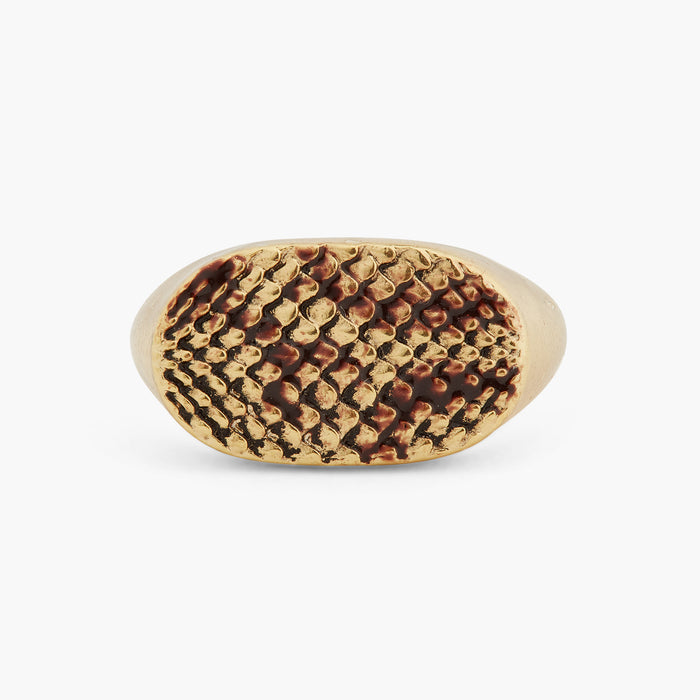 Les Néréides Snakeskin Signet Ring - 5.5 (50 Mm) / Brown