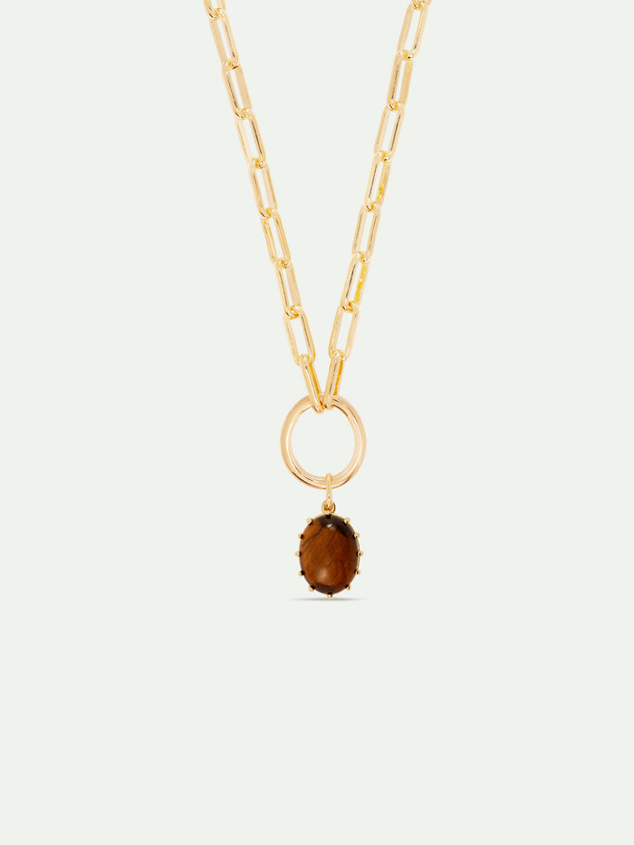 Les Néréides Tiger Eye Stone Pendant - Gold