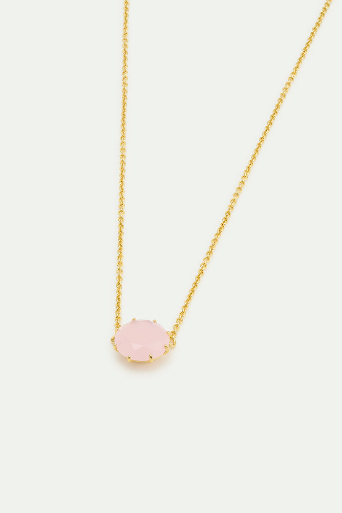 Les Néréides Light Pink Diamantine Fine Necklace With Round Stones - Pink