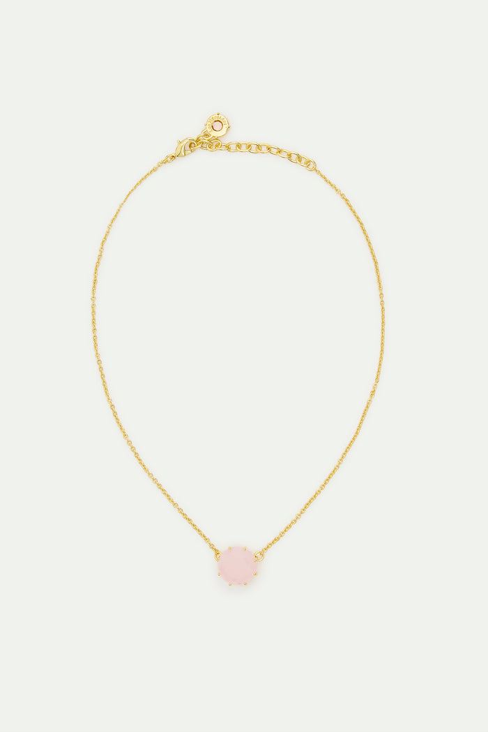 Les Néréides Light Pink Diamantine Fine Necklace With Round Stones - Pink