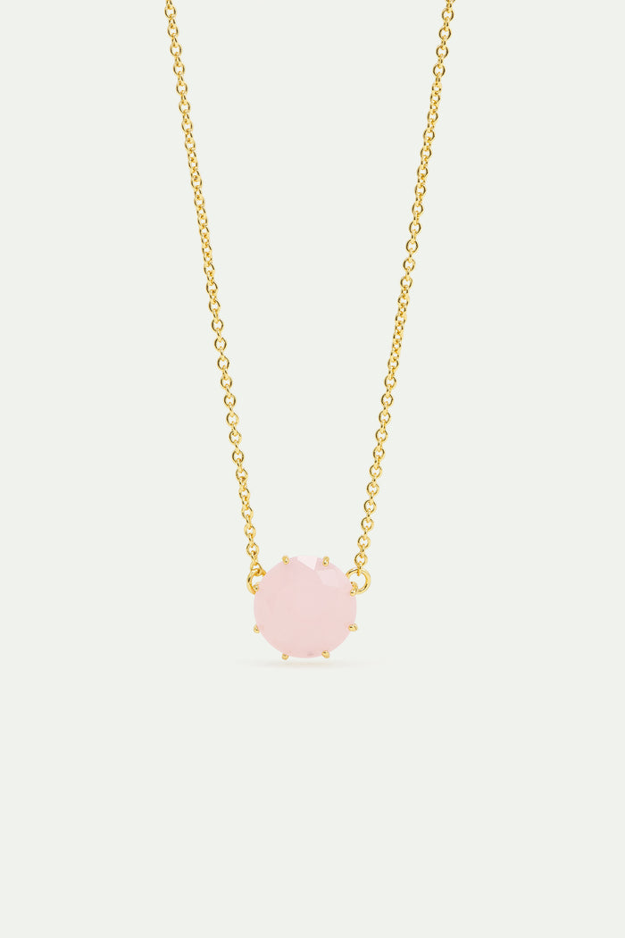 les néréides Light Pink Diamantine Fine Necklace with Round Stones - Pink