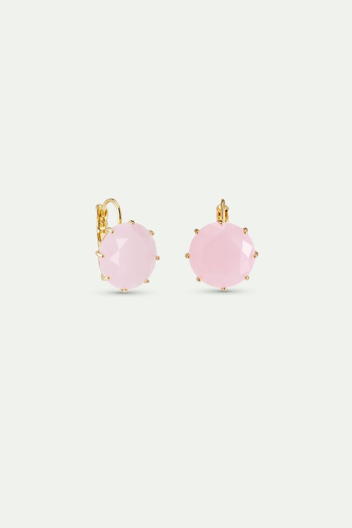 Les Néréides Light Pink Diamantine Round Stone Sleeper Earrings - Pink
