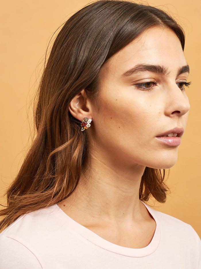 Les Néréides Little Cats Duo With Faceted Glass And Charms Earrings - As Seen On Taylor Swift - White