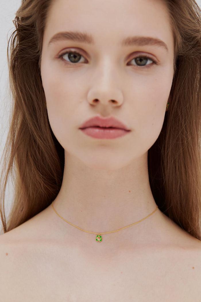 Les Néréides Little Four-Leaf Clover Pendant Necklace - Green