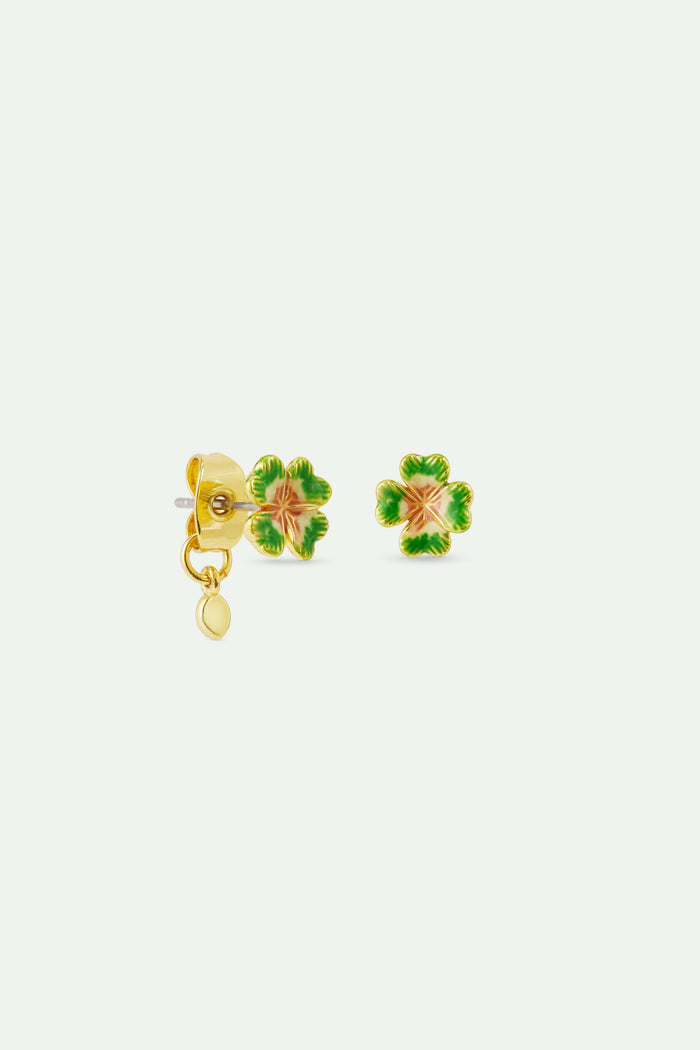 Les Néréides Little Four-Leaf Clover Post Earrings - Green